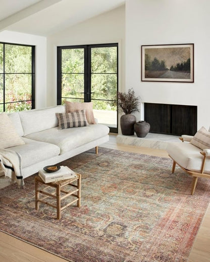 Loloi Amber Lewis Georgie Collection GER-03 Jade/Sunset 7'-6" x 9'-6", .19" Pile Height, Area Rug