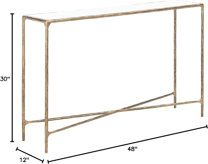 SAFAVIEH Couture Home Collection Jessa Brass Metal/White Marble Top Entryway Living Room Rectangle Console Table (Fully Assembled)