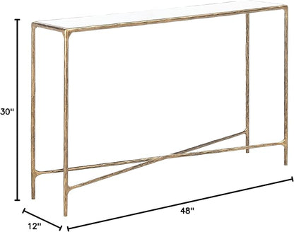 SAFAVIEH Couture Home Collection Jessa Brass Metal/White Marble Top Entryway Living Room Rectangle Console Table (Fully Assembled)