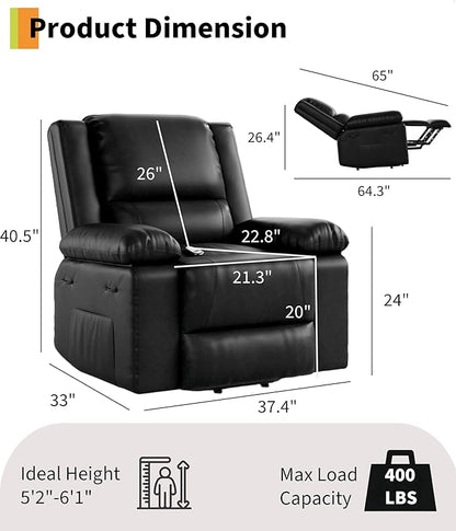 GarveeHome Power Lift Recliner Chair - Heat and Massage, PU Leather, Adjustable Back and Legs, Electric Lift Chair Designed for The Elderly and People with Mobility impaired