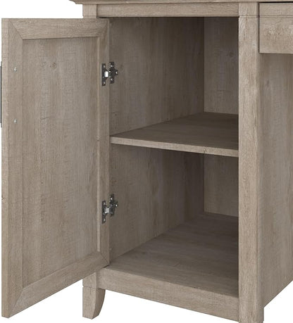 Bush Furniture Key West Computer Desk with Storage | Farmhouse PC Table for Home Office in Washed Gray | 54W x 24D