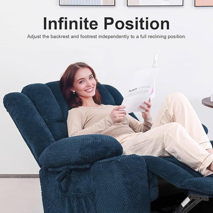 Power Lift Recliner Chair for Living Room Elderly with Massage Recliners Footrest Cup Holder Oversized Electric Heated Reclining Single Sofa Chairs Storage (Cyan)