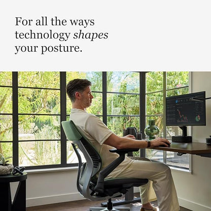 Steelcase Gesture Office Chair - Ergonomic Work Chair with Wheels for Carpet - Comfortable - Intuitive-to-Adjust for Desk - 360-Degree Arms - Blue Jay Fabric