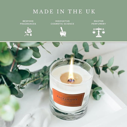 Pecksniff's Classic Gingerflower & Patchouli Scented Candle - Single Wick in Elegant Glass Vessel, 184g/6.49oz