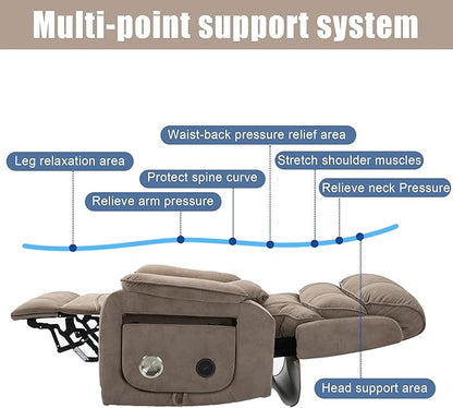 Lift Chair Lay Flat Recliner Heat Massage Dual Motor Infinite Position Power Recliners with Left Side Tray Table-Wireless Charger,Cup Holder