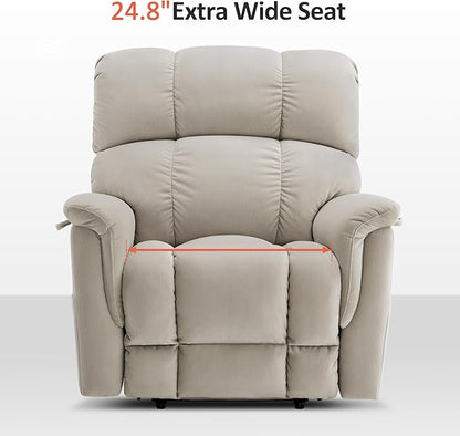 MCombo Large-Wide Dual Motor Power Lift Recliner Chair, Massage and Dual Heating for Elderly People, Infinite Position, Fabric R7166 (Beige)
