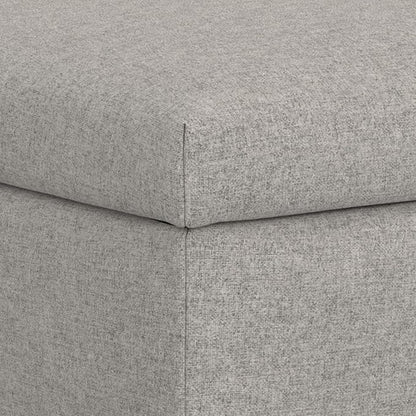 SIMPLIHOME Rebecca 48 inch Wide Mid Century Modern Rectangle Large Coffee Table Storage Ottoman with Lift up Lid in Cloud Grey Polyester , Assembled, For the Living Room, Entryway and Family Room