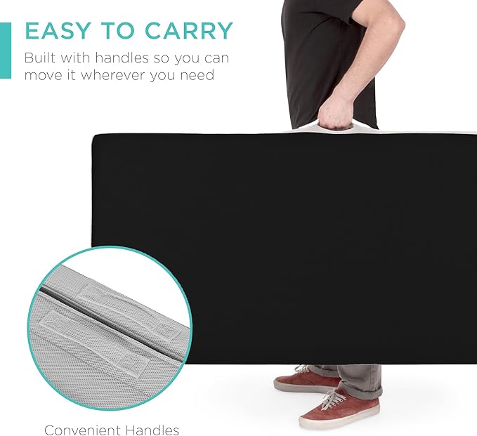 Best Choice Products 4in Portable Twin XL-Size Mattress, Tri-Fold Mattress for Camping, Guest, Toddler, Foam Plush w/Carry Case - Onyx Black