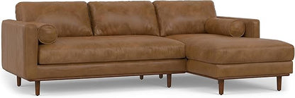 SIMPLIHOME Morrison Right Sectional Sofa in Full-Grain Genuine Leather, Caramel Brown, 102-inches Wide, L-Shaped Leather Couch with Right Chaise for the Living Room and Family Room