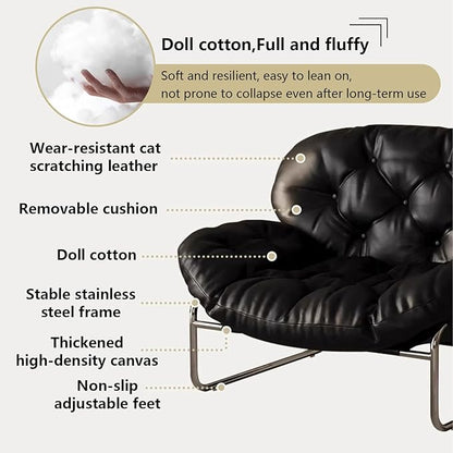 Thick Cushioned Recliner Sofa, Lazy Chair with Upholstery and Footrest, for Living Room, Bedroom, Dorm Brown B