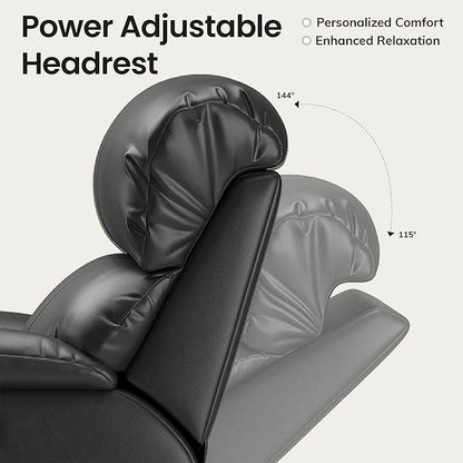 COLAMY Triple Motors Power Recliner Chair with Power Headrest & Lumbar Support Independent Adjustment for Living Room, Leather Electric Recliner Sofa Chair, Black