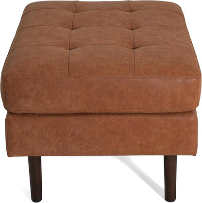 Christopher Knight Home Alcott Leather Ottoman Foot Rest, Upholstered Foot Stools Pouf Ottoman, Sofa Foot Rest for Living Room, Modern Coffee Table, Entryway Rectangle Small Footstool, Reddish Brown