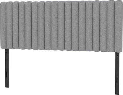 Full Size Upholstered Headboard Only, Channel Tufted Headboard with Wood Legs for Bedroom, Adjustable Height, Easy Assembly, No Box Spring Needed, Grey