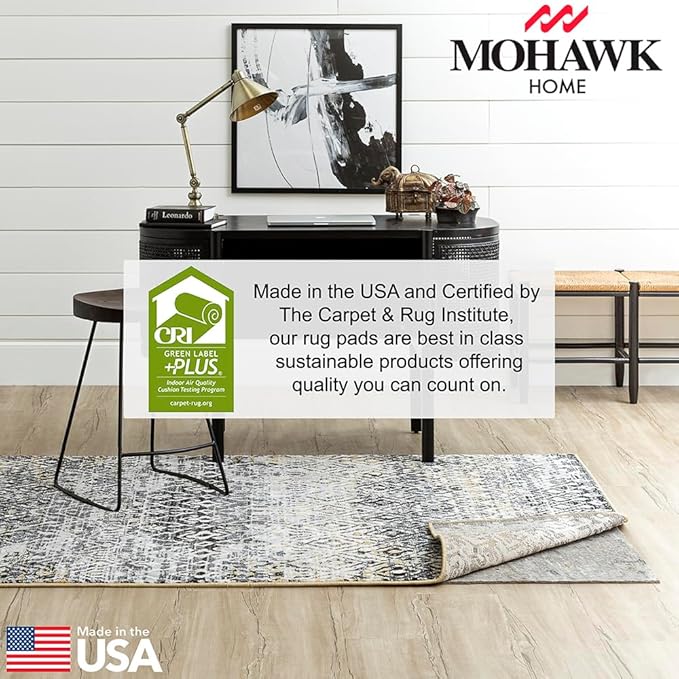 Mohawk Home 2' 6" x 9' 6" Non Slip Grip Rug Pad 1/4" Thick Dual Surface Felt Cushion + Rubber Gripper - Safe for All Floors