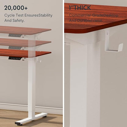 FLEXISPOT EN1 One-Piece Standing Desk 40"x24" Mahogany - 1" Thick Desktop, Home Office Use, Height Adjustable with 4 Memory Presets, Supports Multiple Monitors, 2 Packages