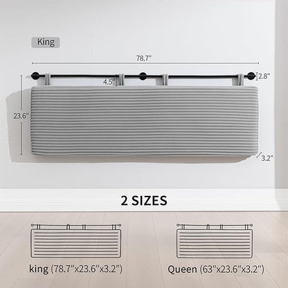 UEV King Headboard Only, Wall Mounted Hanging Upholstered Bed Head Board, Modern Vertical Channel Design of Fine Flannel, Elegant Grey Fluted Headboard for Bedroom (Grey, King Size)