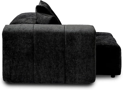 JACH 2 Seater Sofas Sectional Couches, Modern Love Seat Office Couch, Loveseat Modular Couch, Cozy Sleeper Sofa for Apartment, Bedroom, Living Room (Linen Fabric, Black)