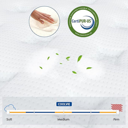 Coolvie Twin Mattress, 10 Inch Twin Size Hybrid Mattress, Individual Pocket Springs with Memory Foam, Bed in a Box, Cooler Sleep with Pressure Relief and Support