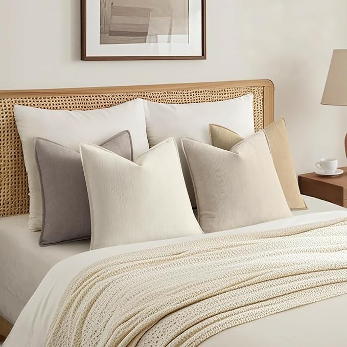 ZWJD Throw Pillow Covers 18x18 Set of 4 Chenille Pillow Covers with Elegant Design Soft and Luxurious Decorative Throw Pillows for Couch, Bed, and Home Decor