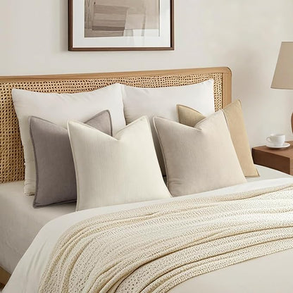 ZWJD Throw Pillow Covers 18x18 Set of 4 Chenille Pillow Covers with Elegant Design Soft and Luxurious Decorative Throw Pillows for Couch, Bed, and Home Decor