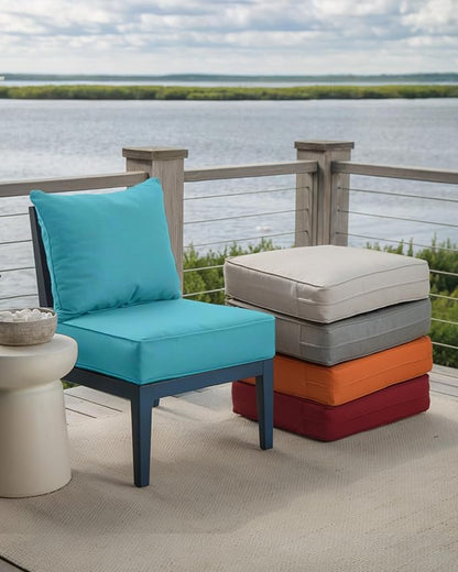 Luxury 24x24x6 Inch Outdoor Deep Seat Cushions Set of 6 - Comfortable Patio Zipper Chair Cushion for Outside Wicker Dining Rocking Gilider Loveseat Couch Sectional Sofa - Turquoise