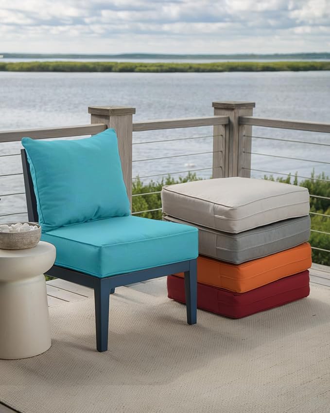 Luxury 24x24x6 Inch Outdoor Chair Cushions Set of 4 - Heavy Duty Water-Resistant Comfortable Cushion for Patio Furniture Set Dining Rocking Chairs Loveseat L-Shape Sofa - Turquoise