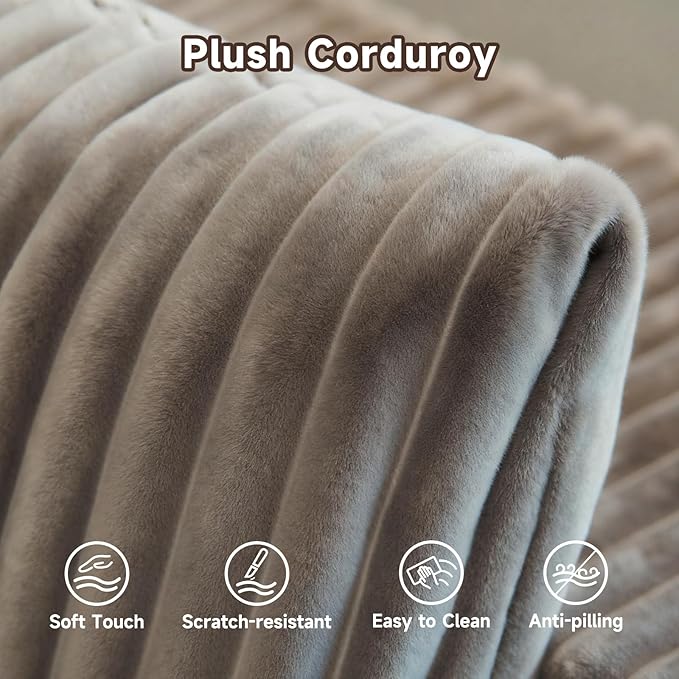 Upgrade 108’’ L Shape Cloud Couch, Plush Corduroy Sectional Sofa with Chaise, Boneless Couches for Living Room Bedroom, No Assembly Required (Khaki, Right Facing Chaise)