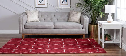 Unique Loom Trellis Frieze Collection Area Rug - Geometric (9' x 12' 2", Red/ Ivory)