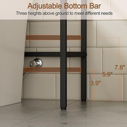 3-Tier Over The Toilet Storage, Bathroom Organizer, Space-Saving, Above Toilet Storage Rack with 4 Hooks and Paper Holder, Metal Shelf, Black