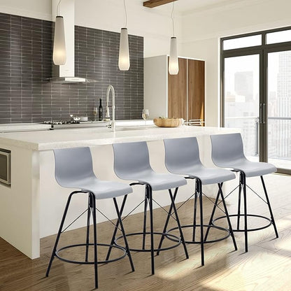 annjoe Swivel Bar Stools Metal Counter Height Stools Plastic Seat Chairs Set of 4 for Indoor Outdoor Home Kitchen Business (30" Gray)