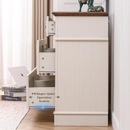 Dresser for Bedroom with 7 Drawers, 55" Wide Dresser for Storage and Organization, Farmhouse Chest of Drawers for Living Room, Closet, Hallway, White