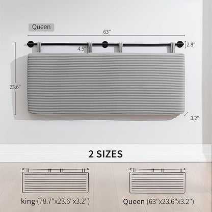 UEV Queen Headboard Only, Wall Mounted Hanging Upholstered Bed Head Board, Modern Vertical Channel Design of Fine Flannel, Elegant Grey Fluted Headboard for Bedroom (Grey, Queen Size)