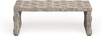 Safavieh Home Collection Adkin White Rattan Rectangle Coffee Table