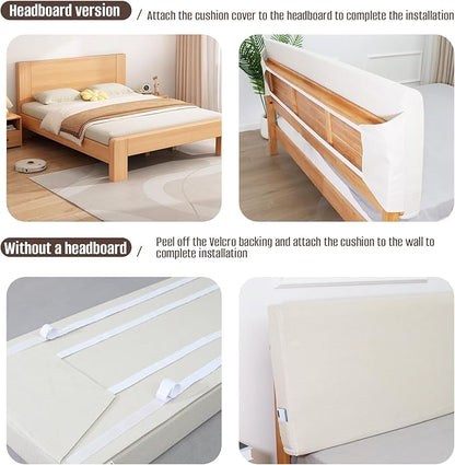 Upholstered Queen Headboard, No Tools Needed, Wall Mounted Headboard with Removeable Washable Linen, Multi-Functional Backrest (Beige)