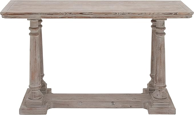 Benzara Deco 79 Wood Console Table with Distressed Accents, 52" x 18" x 30", Light Brown