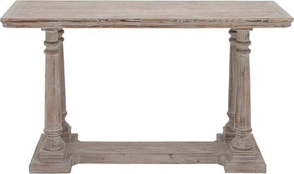Benzara Deco 79 Wood Console Table with Distressed Accents, 52" x 18" x 30", Light Brown