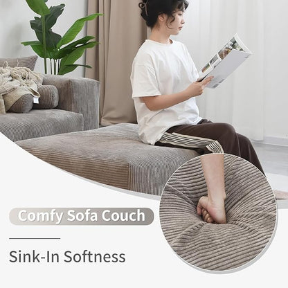 Oversized Modular Sectional Sofa with Ottomans,5 Seater Corduroy L Shaped Reversible Corner Couch,181.1" Convertible Sofa & Couch Free Combination for Living Rooom,Brown