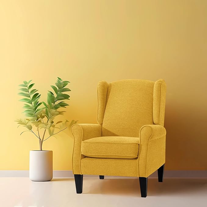 Accent Chair, Modern Living Room Chairs with Wingback, Comfy Upholstered High Back Single Sofa for Bedroom, Mid-Century Reading Armchair Sillas para Sala