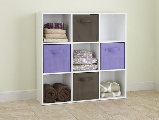 ClosetMaid 9 Cube Laminated Wood Reversible Stackable Open Bookcase Display Shelf Storage Organizer for Home and Office Organization, White