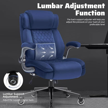 Large High Back Office Chair with Flip Arms- Executive Desk Chair with Locking Wheels, Adjustable Lumbar Support, Ergonomic Breathable Fabric Computer Chair Prevents Cats Scratching