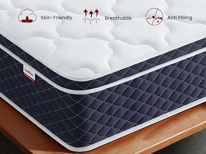 Queen Mattress for Back Pain, 12" Hybrid Mattresses in a Box, Individual Pocket Coils, Medium Firm Feel, CertiPUR-US® Certified Memory Foam, 100-Night Trial, Personalized Support & Pressure Relief