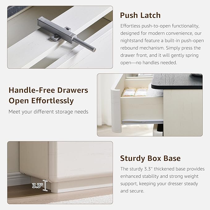 ACCOHOHO Modern Bedroom Set, 3 Pieces Bedroom Furniture Set, Wood 6 Drawer Dresser and Nightstands Set of 2, Chest of Drawers Wide Storage Organizer Cabinet for Bedroom, White