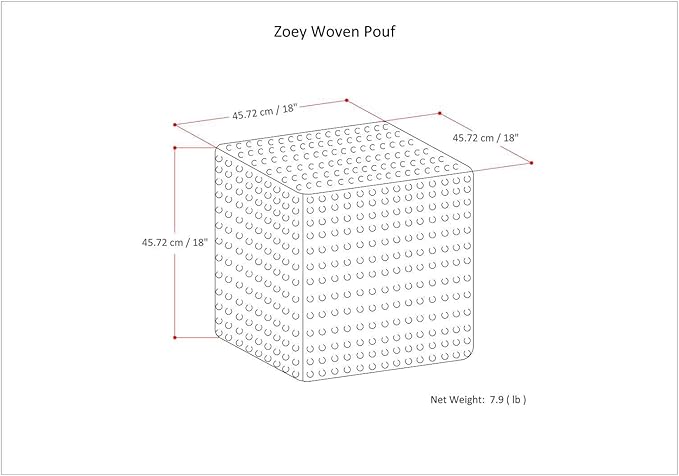 SIMPLIHOME Zoey Boho Cube Woven Pouf in Multi Color Cotton and Wool for the Living Room, Bedroom and Kids Room