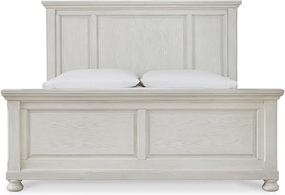 Signature Design by Ashley Robbinsdale Casual Queen Panel Bed, Foundation or Box Spring Required, Wood, 67.75" W x 91.38" D x 60" H, Antiqued White Finish