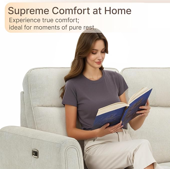 Zero Wall Recliner Sofa RV 3 Seater Wall Hugger Power Recliner Chair with Comfortable Backrest High Wood Leg USB & Type C Dual Charge Ports for Living Room RV Furniture or Small Spaces