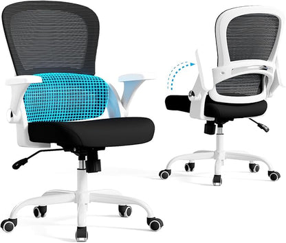 TRALT Beige Gaming Chair - Ergonomic Office Chair with Back Support, Home Office Desk Chairs, Computer Chair, 330lbs Wide Seat Big and Tall Office Chair for Professionals (White Black)