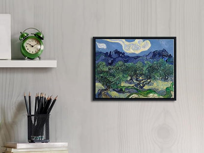 Wieco Art Framed Canvas Wall Art Olive Trees by Van Gogh Oil Paintings Reproduction Artwork Abstract Canvas Prints Wall Art Landscape Pictures for Kitchen Home Office Decorations