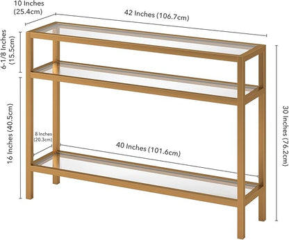 Henn&Hart 42" Wide Rectangular Console Table in Brass, Entryway Table, Accent Table for Living Room, Hallway
