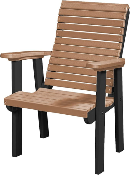 DutchCrafters Modern Horizontal Slat High Back Poly Outdoor Patio Chair (Black & Cedar)