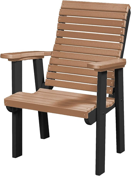 DutchCrafters Modern Horizontal Slat High Back Poly Outdoor Patio Chair (Black & Cedar)